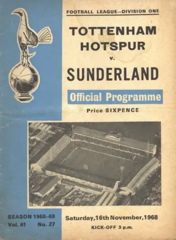 Spurs v Sunderland AFC (16 Nov 1968) Programme