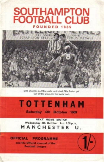 Spurs v Southampton FC (04 Oct 1969) Programme