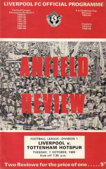 Spurs v Liverpool FC (07 Oct 1969) Programme