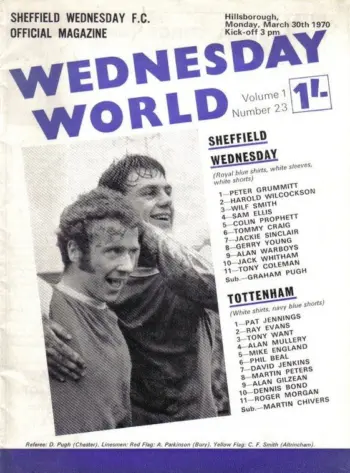 Spurs v Sheffield Wednesday (30 Mar 1970) Programme
