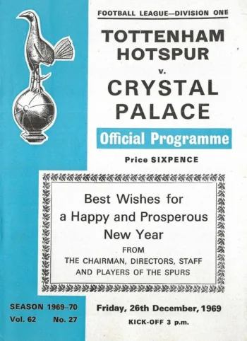 Spurs v Crystal Palace (26 Dec 1969) Programme