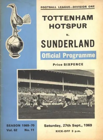 Spurs v Sunderland AFC (27 Sep 1969) Programme