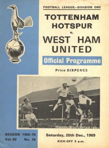 Spurs v West Ham United (20 Dec 1969) Programme