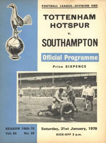 Spurs v Southampton FC (31 Jan 1970) Programme