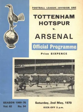 Spurs v Arsenal FC (02 May 1970) Programme