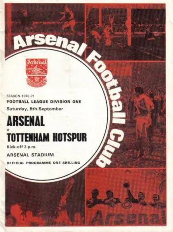Spurs v Arsenal FC (05 Sep 1970) Programme