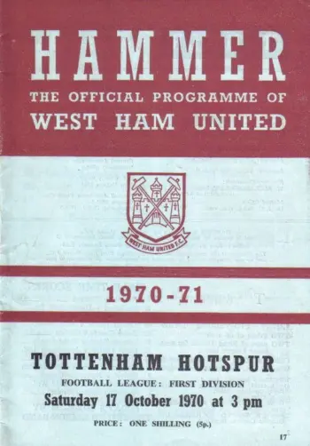 Spurs v West Ham United (17 Oct 1970) Programme