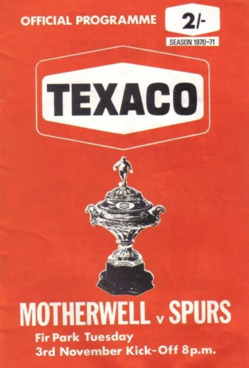 Spurs v Motherwell FC (03 Nov 1970) Programme