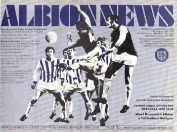 Spurs v West Bromwich Albion (12 Dec 1970) Programme