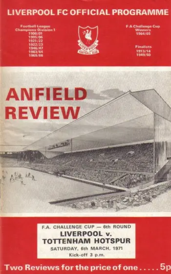 Spurs v Liverpool FC (06 Mar 1971) Programme