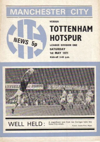 Spurs v Manchester City (01 May 1971) Programme