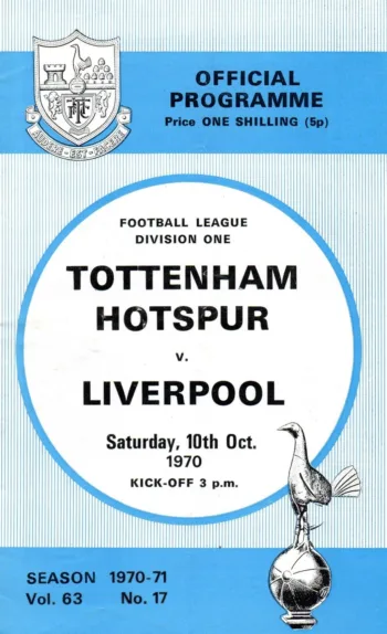 Spurs v Liverpool FC (10 Oct 1970) Programme