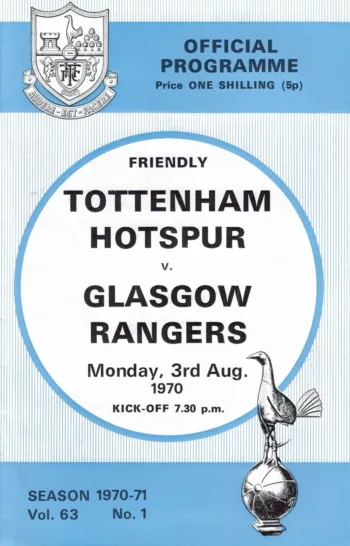 Spurs v Rangers FC (03 Aug 1970) Programme