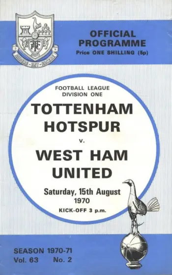 Spurs v West Ham United (15 Aug 1970) Programme