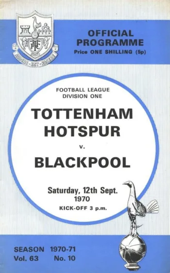 Spurs v Blackpool FC (12 Sep 1970) Programme