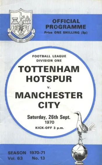 Spurs v Manchester City (26 Sep 1970) Programme
