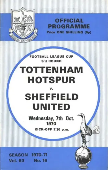 Spurs v Sheffield United (07 Oct 1970) Programme