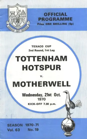 Spurs v Motherwell FC (21 Oct 1970) Programme
