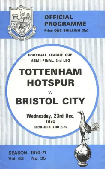 Spurs v Bristol City (23 Dec 1970) Programme