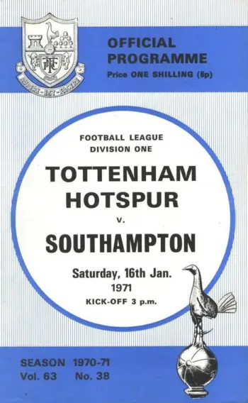 Spurs v Southampton FC (16 Jan 1971) Programme