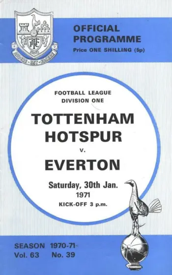 Spurs v Everton FC (30 Jan 1971) Programme