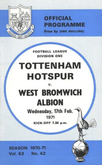 Spurs v West Bromwich Albion (17 Feb 1971) Programme