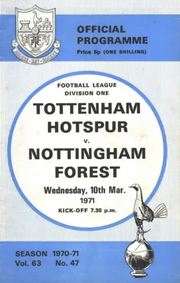 Spurs v Nottingham Forest (10 Mar 1971) Programme