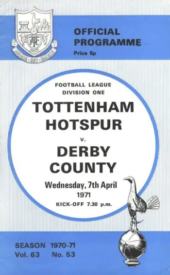 Spurs v Derby County (07 Apr 1971) Programme
