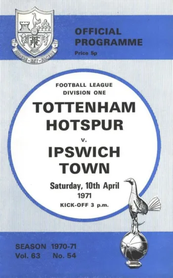 Spurs v Ipswich Town (10 Apr 1971) Programme