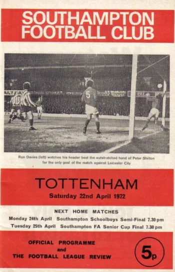 Spurs v Southampton FC (22 Apr 1972) Programme