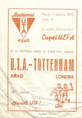 Spurs v FC UTA Arad (07 Mar 1972) Programme