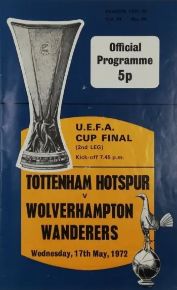 Spurs v Wolverhampton Wanderers (17 May 1972) Programme