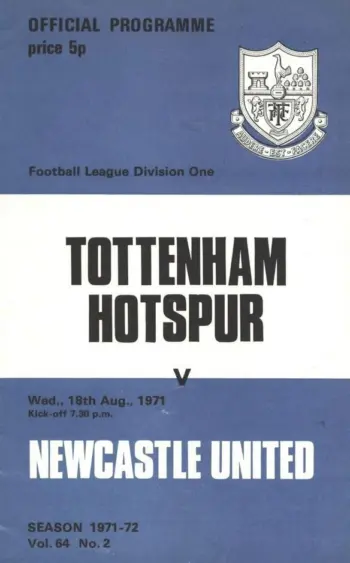 Spurs v Newcastle United (18 Aug 1971) Programme