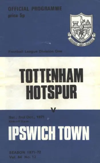 Spurs v Ipswich Town (02 Oct 1971) Programme