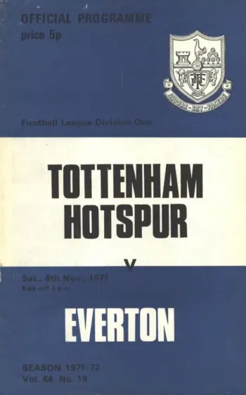Spurs v Everton FC (06 Nov 1971) Programme