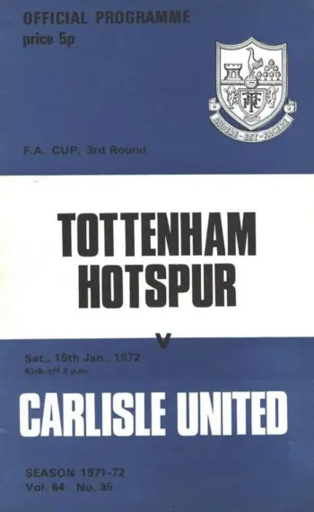 Spurs v Carlisle United (15 Jan 1972) Programme