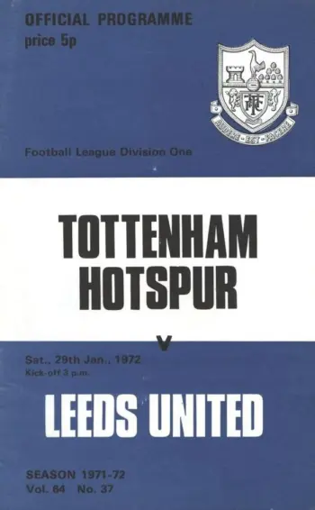 Spurs v Leeds United (29 Jan 1972) Programme