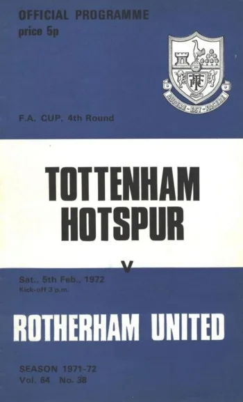Spurs v Rotherham United (05 Feb 1972) Programme