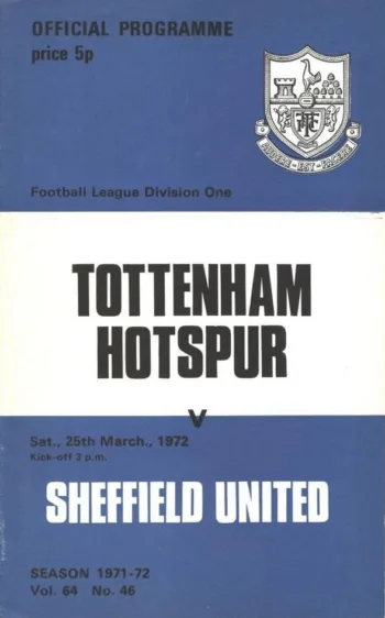 Spurs v Sheffield United (25 Mar 1972) Programme