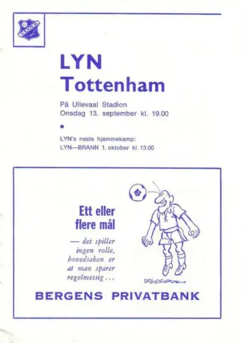 Spurs v Lyn Oslo (13 Sep 1972) Programme