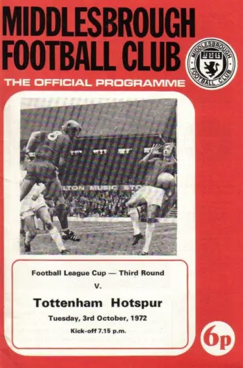 Spurs v Middlesbrough FC (03 Oct 1972) Programme