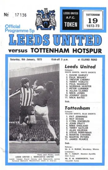 Spurs v Leeds United (06 Jan 1973) Programme