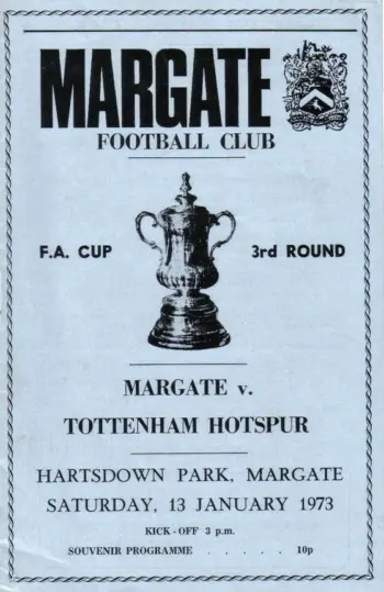 Spurs v Margate FC (13 Jan 1973) Programme