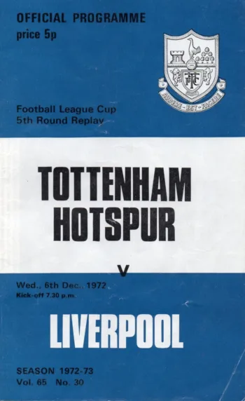 Spurs v Liverpool FC (06 Dec 1972) Programme