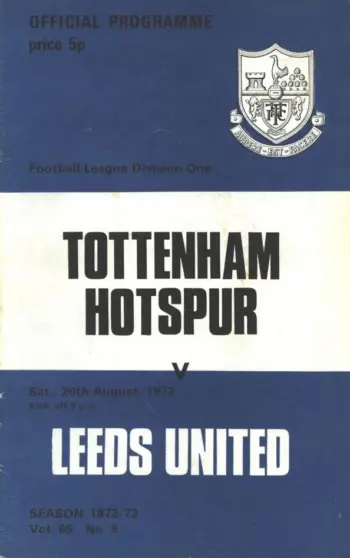 Spurs v Leeds United (26 Aug 1972) Programme