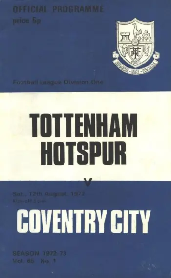 Spurs v Coventry City (12 Aug 1972) Programme