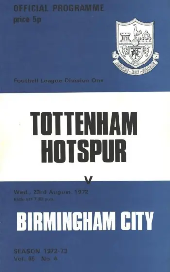 Spurs v Birmingham City (23 Aug 1972) Programme