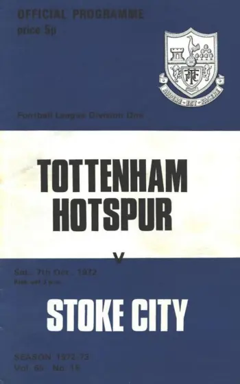 Spurs v Stoke City (07 Oct 1972) Programme
