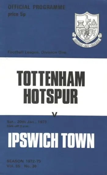 Spurs v Ipswich Town (20 Jan 1973) Programme