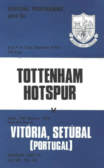 Spurs v Vitória Setúbal (07 Mar 1973) Programme